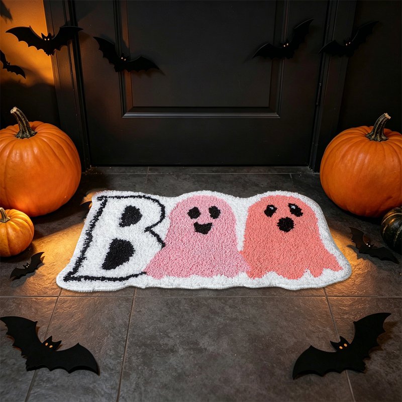 Halloween Ghost Doormat Plush Ghost Shape Rug 23.62x15.75in Cozy Indoor Welcome Mat - Variation of THIS listing