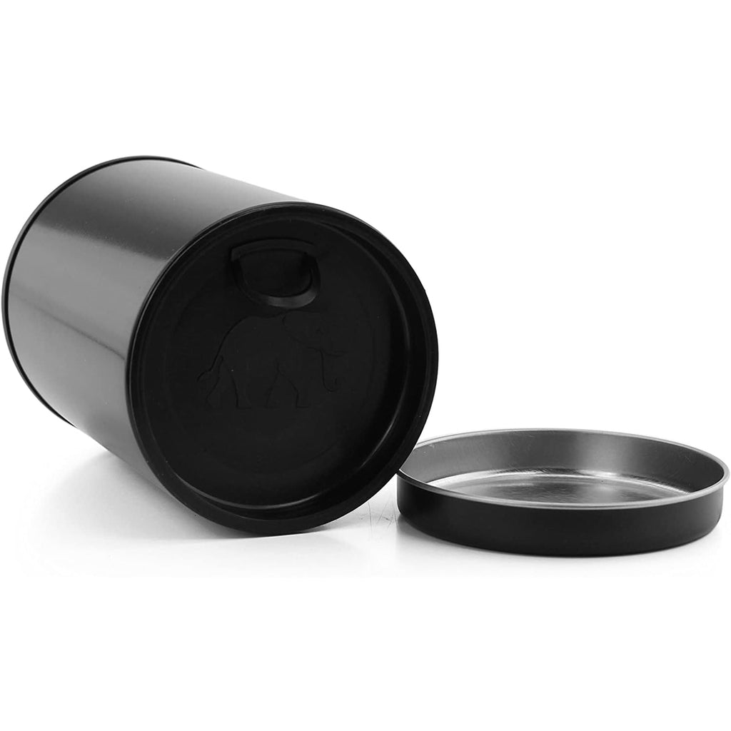 Cornucopia Brands Double Seal Tea Canisters (6-Pack); Black Metal Round Tea Tins w/ Interior Molded Plastic Seal