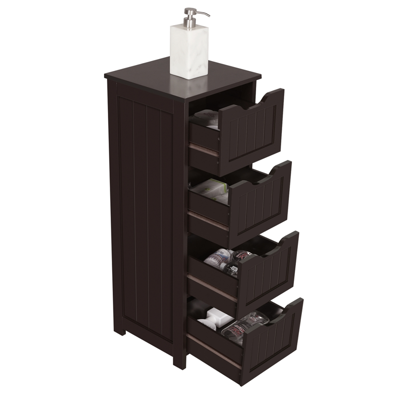 Renwick Wooden Bathroom Floor Cabinet with 4 Drawers - Espresso