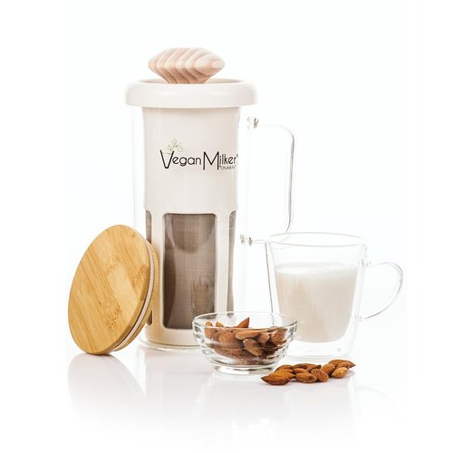Vegan Milker Soul. Kitchen Tool to make plant milks from any nut, grain or seed. Wooden mortar. Milk Maker with Free Recipe E-Book (Soul)