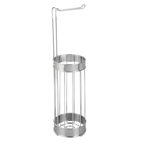 InterDesign Bruschia Free Standing Toilet Paper Holder – Dispenser and Spare Roll Storage for Bathroom, Chrome/Brushed Stainless Steel