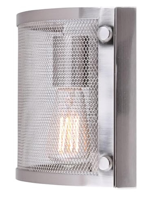 CANARM Beckett 1-Light Wall Sconce, Industrial Silver Wire Shade, Low-Profile Wall Lighting for Bedroom, Hallway or Living Room