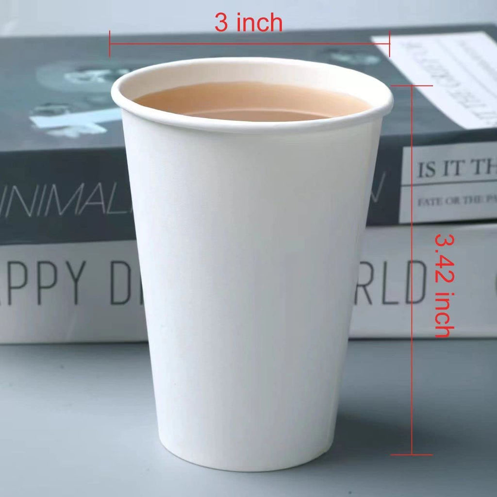 Bsvce 8 oz Paper Cups, 300 Pack - Durable, Leak-Proof, Safe for Hot or Cold Beverages, Paper Coffee Cups, White