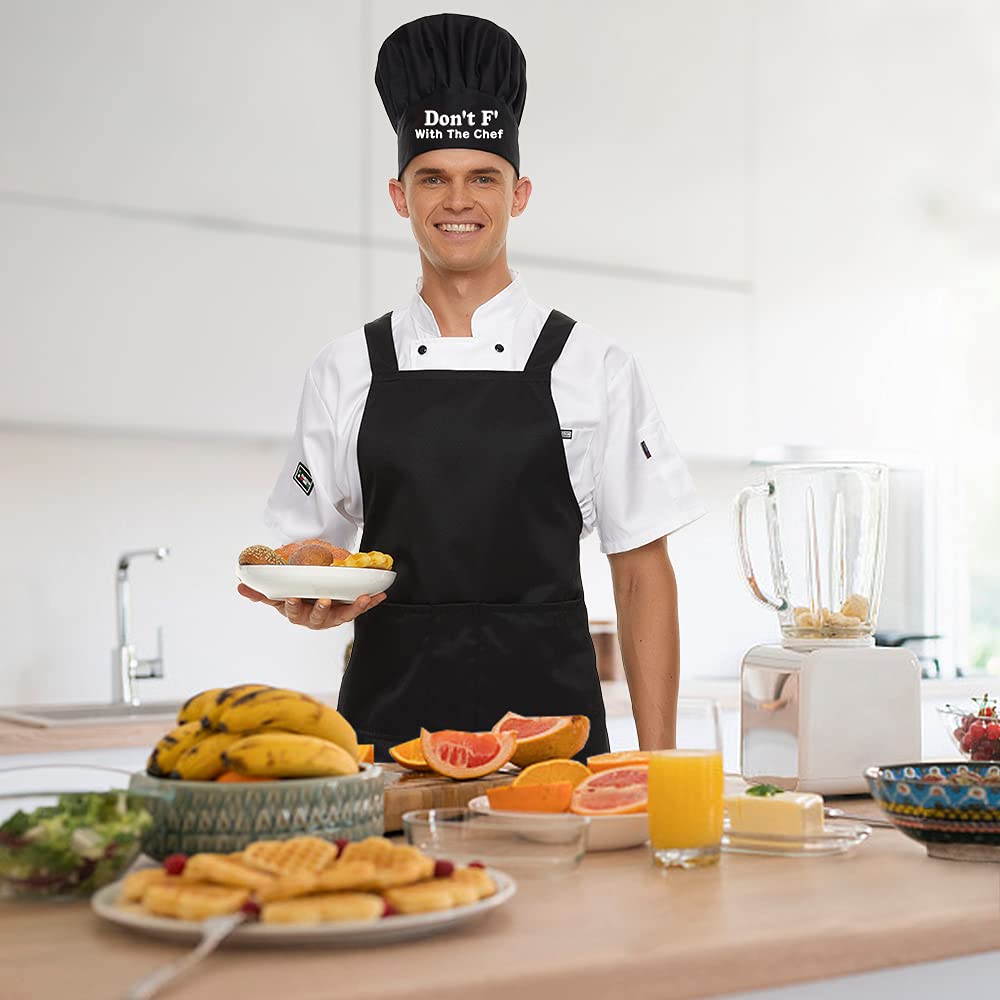 AGMdesign Don't F with The Chef Funny Chef Hat, Funny Chef Wear, Adjustable Kitchen Cooking Hat for Men & Women Black, Mother's Day/Father's Day/Birthday Gift for Him, Her, Mom, Dad, Friend