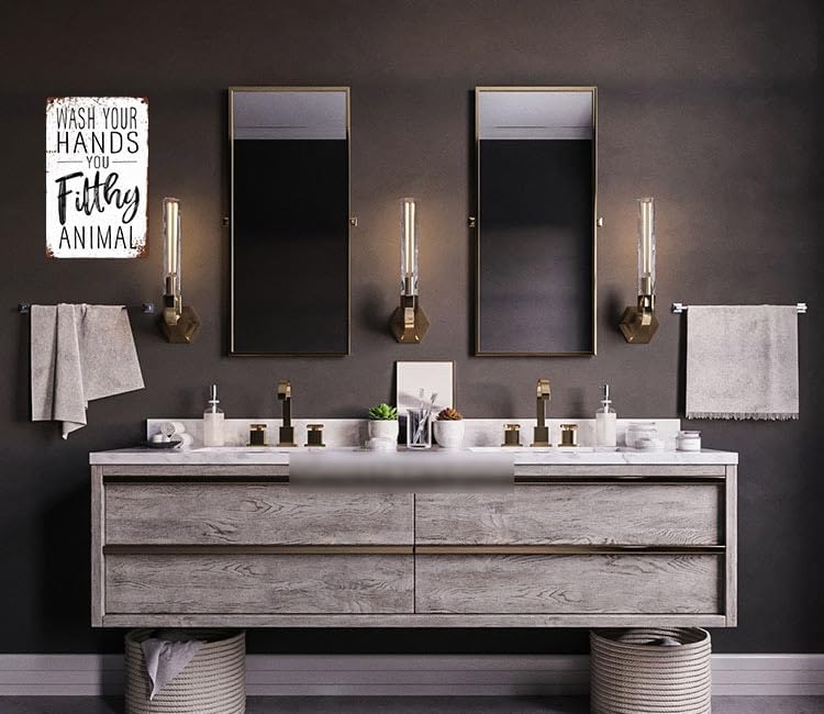 Regine Switzerland Funny Bathroom Wall Decor Metal Sign - Wash Your Hands Humor Quote | 8x12 Inches