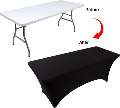 Black Spandex Table Cover by [Brand Name] - 4ft Fitted, Washable & Wrinkle Resistant for Events & Parties