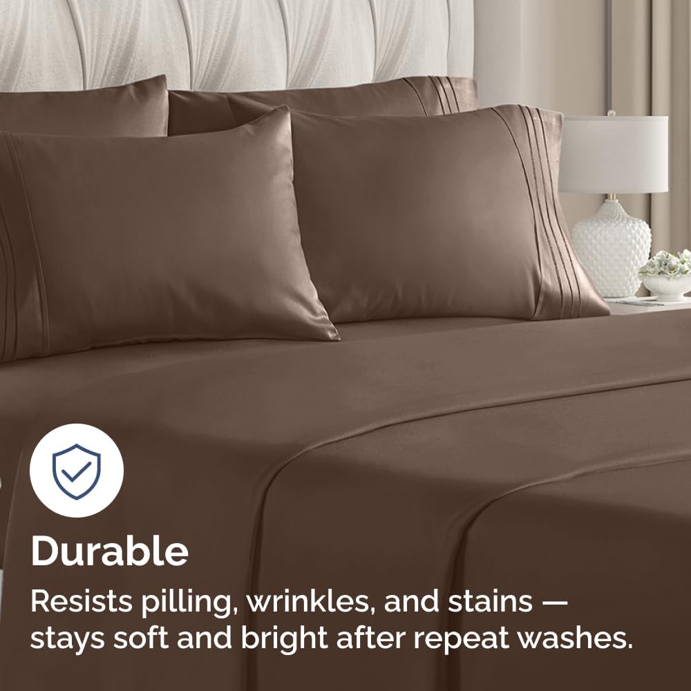 Ultra Soft Hotel Quality Pillow Cases Set by Queen | 10 Comfy, Wrinkle-Free Covers - Stain & Fade Resistant - Easy Care, Machine Washable - Brown