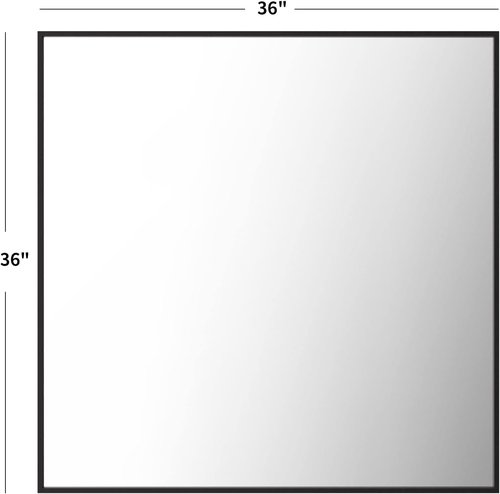 LOAAO Black Rectangle Bathroom Mirror - 36"x36" Matte Black Aluminum Frame, Tempered Glass, Versatile Hanging Options