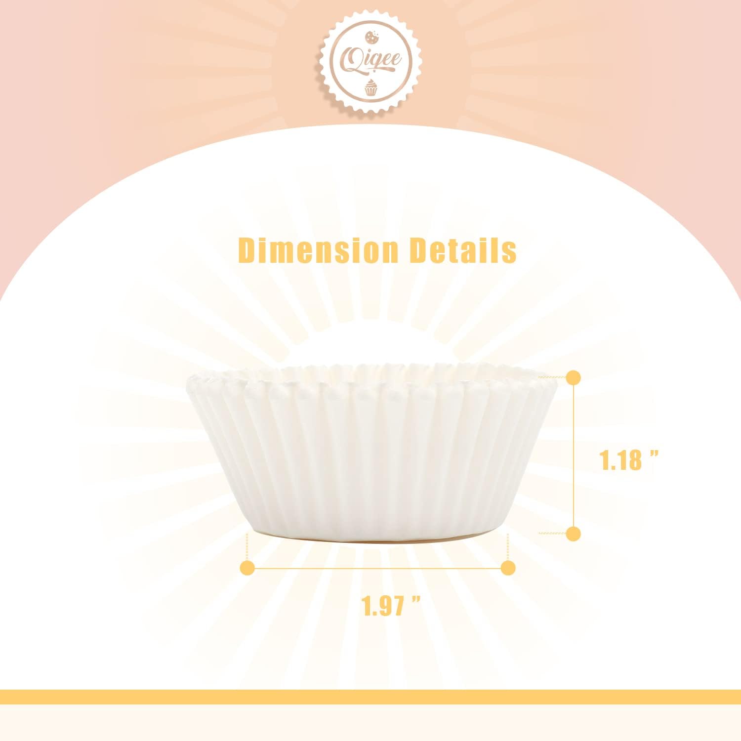 Qiqee 600pcs White Cupcake Liners - Food Grade Baking Cups for Muffins | Standard Size, No Smell