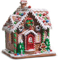 RAZ Imports Lighted Gingerbread House Figurine - 10-Inch Clay Dough Decoration for Holiday Cheer