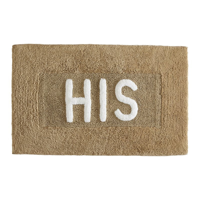 Cotton Bath Rug 21x34 Inches Linen His - Non-Slip Absorbent Bathroom Mat