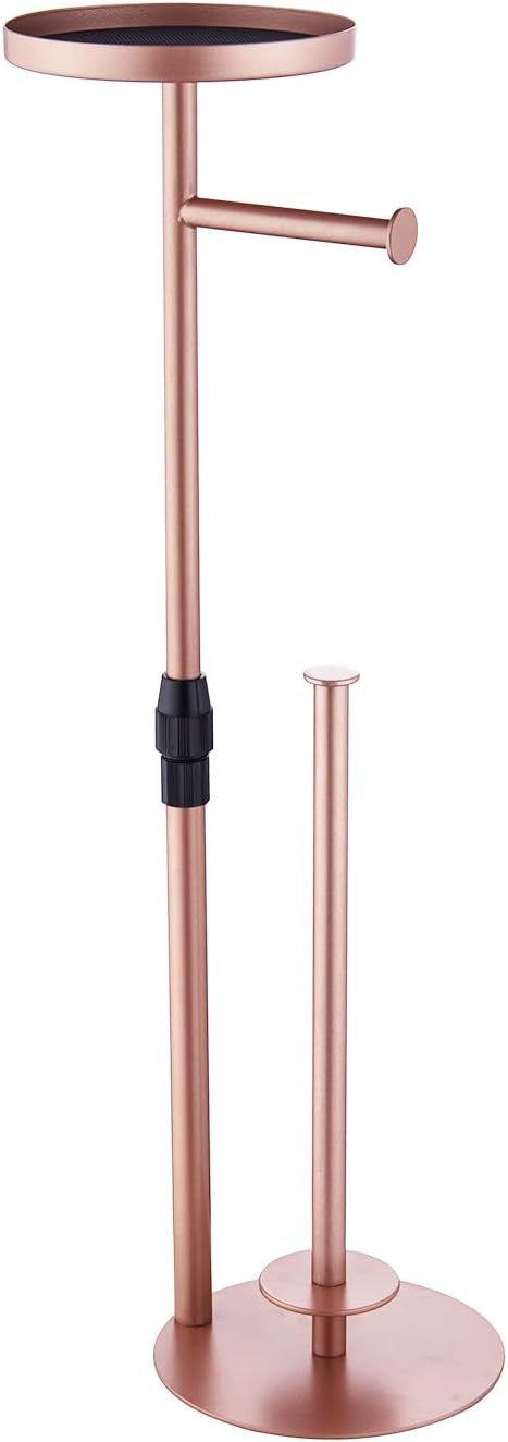 Regine Switzerland Toilet Paper Holder Stand - Adjustable Height, Stores 4 Rolls & Accessories - Bright Red Copper