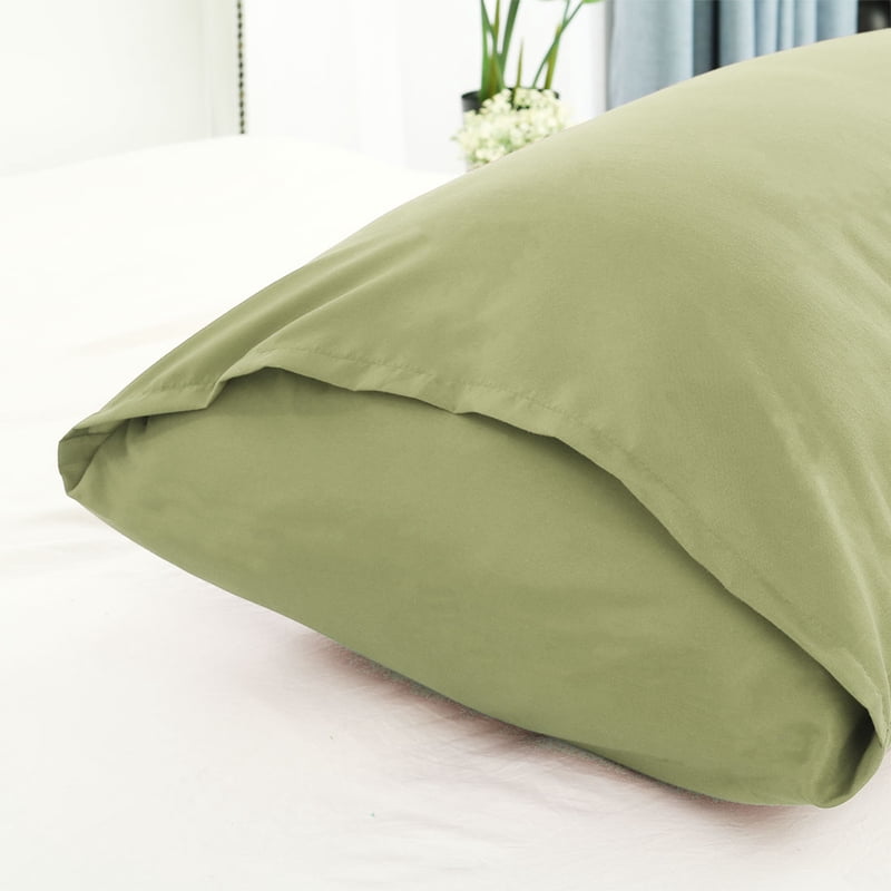 Green Microfiber Bolster Body Pillow Cover 20x54 Inches - Soft & Breathable