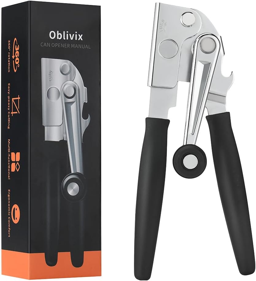 Skiennix Manual Can Opener - Ergonomic Heavy-Duty Design with Soft Handles for Easy Use