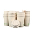 Living Balance Certified Compostable Coffee Cups with Bagasse Lids 12 oz – 75 Pack Cups with Stirrers & Integrated Sleeves | Leak Proof, BPA-Free & CPLA Certified Plant-based | To-Go cup for Drinks