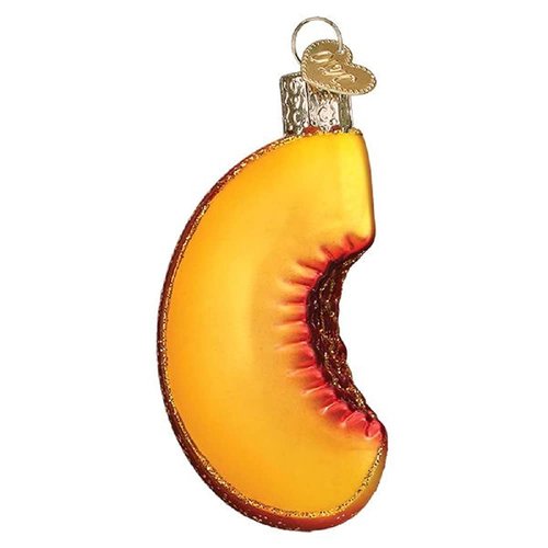Old World Christmas Peach Slice Glass Blown Ornament for Christmas Tree, Handcrafted Holiday Decoration, Fruit Collection