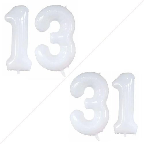 GOER Jumbo 42-Inch Number 13 Balloons - Sweet 13 Birthday Party Decorations | White Foil Helium