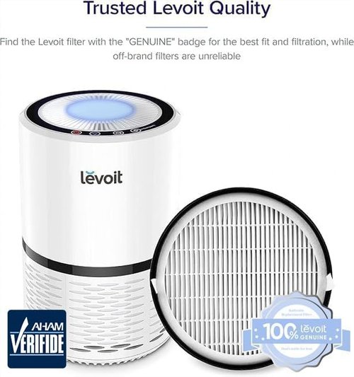LEVOIT LV-H132 Air Purifier Filter - High-Efficiency Activated Carbon for Smoke & Odor Removal | 1 Pack