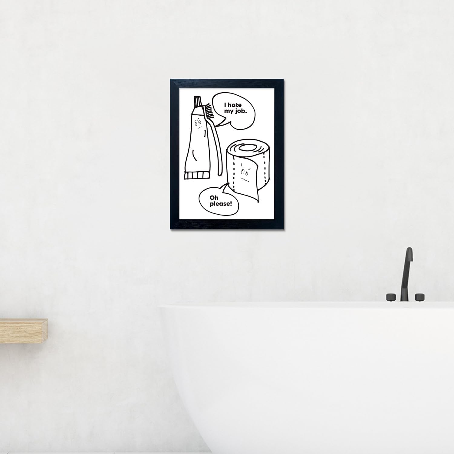 Regine Switzerland Bathroom Wall Art - Funny Quote Canvas Print | Framed Black and White Decor