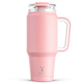 Meoky 32 oz Tumbler with Handle, Insulated Tumbler with Lid and Straw, Stainless Steel Travel Mug, Keeps Cold for 24 Hours, 100% Leak Proof, Fits in Car Cup Holder (Blush)