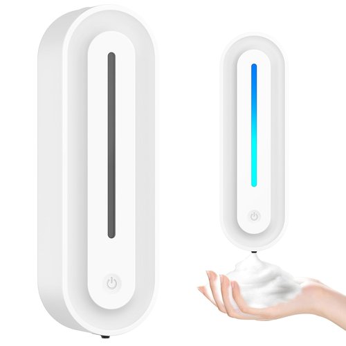 Automatic Soap Dispenser Wall Mount for Bathroom, 14.2oz Rechargeable Touchless Adjustable Auto Smart Foaming Hand Soap Dispenser for Bathroom,Kitchen,Office,Foam
