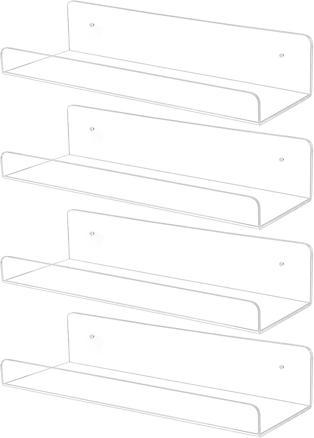TONICE 4 Pack Acrylic Floating Wall Shelves - Versatile Storage for Bedroom, Bathroom, Kitchen & Office