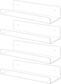 TONICE 4 Pack Acrylic Floating Wall Shelves - Versatile Storage for Bedroom, Bathroom, Kitchen & Office