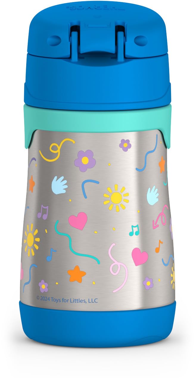 Thermos Baby 10 oz. Stainless Steel Bottle with pop-up straw, Ms. Rachel