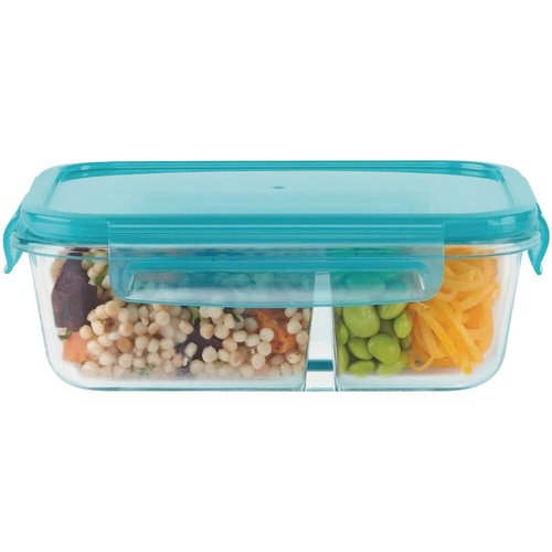 PYREX Divided Glass Storage Rectangle 4 Cup, 1 EA