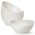 6.2'' Bamboo Fiber Cereal Bows Set of 6, Soup Bowls 24 Oz for Serving Salad, Snack, Side Dishes, Modern Oval Lightweight Bowls for Breakfast, Lunch and Dinner, Dishwasher and Freezer Safe(Matte White)
