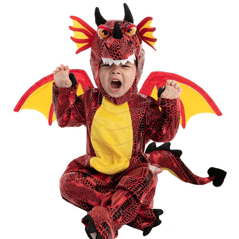 Red Dragon Kids Costume - Dinosaur & Dragon Halloween Dress Up for Ages 3-7