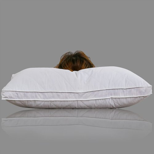 Three Geese Pack of 2 White Goose Feather Polyester Bed Pillows Queen/Standard Size- Soft 600 Thread Count 100% Cotton, Medium Firm,Soft Support Surround Fill Polyester,White Solid