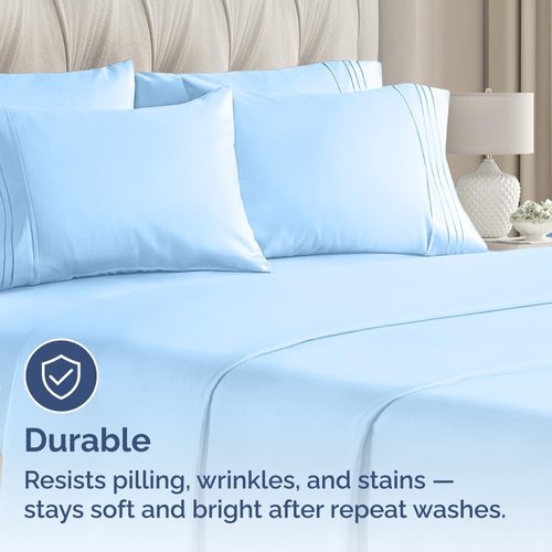 King Pillow Cases by Ultra Soft | Hotel Quality, Wrinkle-Free & Fade Resistant - 8 Piece Set in Light Blue
