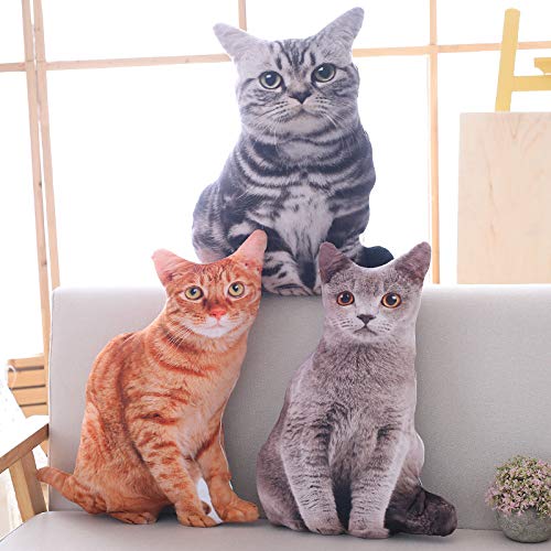 Maomoto 19.6'' Cat Shape Throw Pillow Plushie Cushion Pillow Doll 3D Simulation Cat Plush Stuffed Animal Toy for Kids,Sofa Chair Home Decor