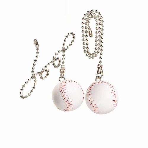 GDQLCNXB Ceiling Fan Pull Chain Decorative Extension Light Pull Chain Set Silver Tone Chains Baseball Pendant for Ceiling Fans Lights Lamp 2Pack