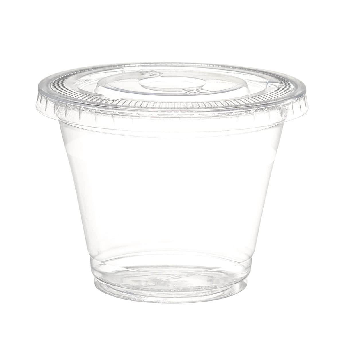 GUSTO 9 oz. Clear Plastic Cups With Flat Lids 50 Count (No Hole), Fruit Cups with Lids for Party - Perfect for Smoothies, Milkshakes, and To-Go Beverages -(Formelry Comfy Package)