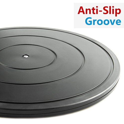 VOLCANOES CLUB 16 Inch Lazy Susan Turntable - Heavy Duty Rotating Swivel Steel Ball Bearings - Flat Base Stand for TV/Computer/Monitor/Arts/Crafts/Bonsai/Statue/Cabinet Organizer (3 Pack/Black)