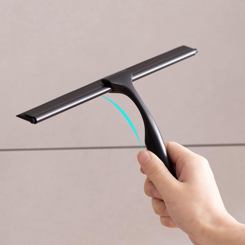 Ettori Shower Squeegee - All-Purpose Stainless Steel for Glass Doors, Windows & Mirrors | 10 Inches, Black