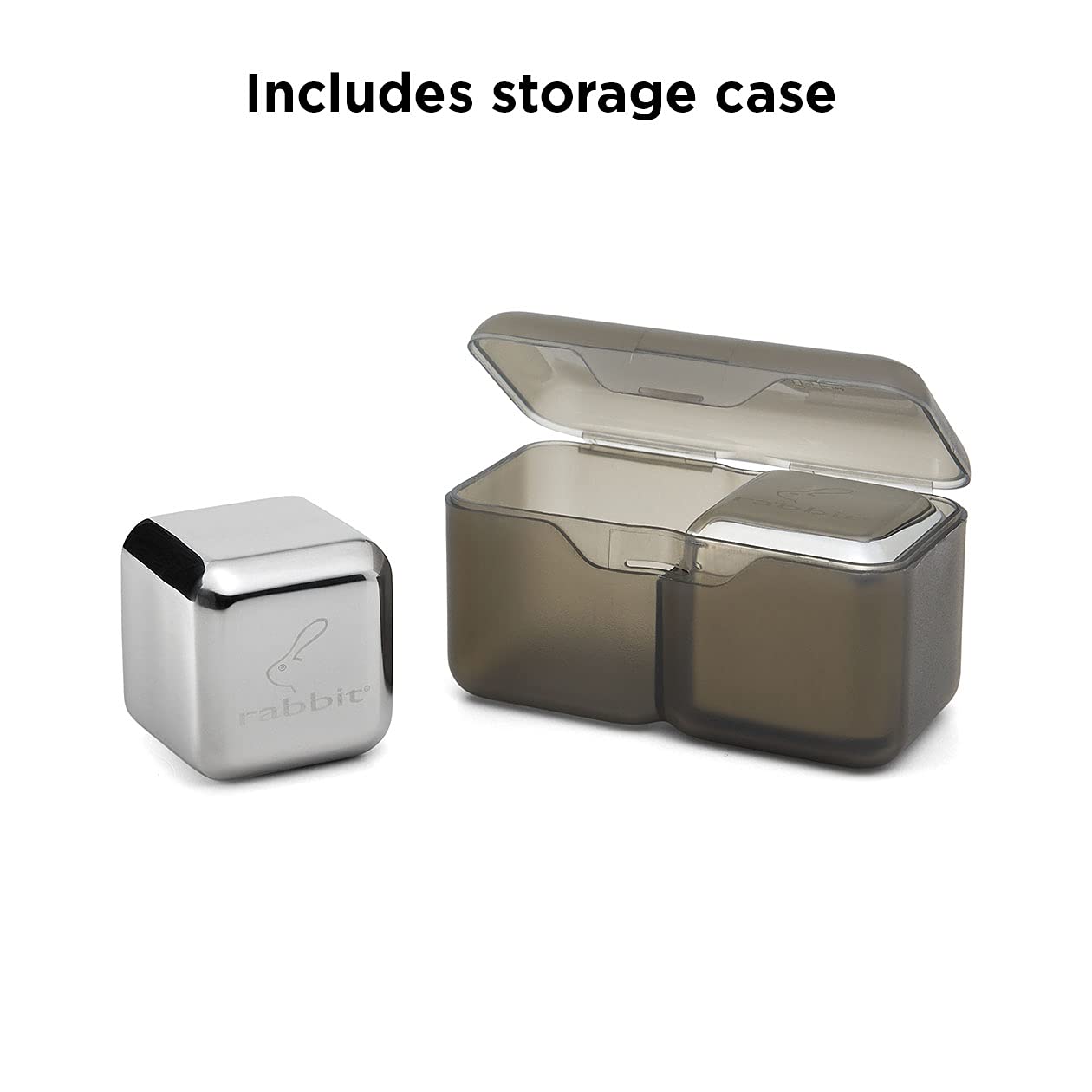 Rabbit Jumbo Chilling Stones - Premium Stainless Steel Whiskey Rocks for Chilling Fine Spirits and Beverages, Reusable Drink Cooling Stones with Storage Case