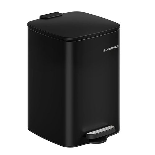 SONGMICS Kitchen Trash Can, 5.2-Gallon (20 L) Trash Bin, Stainless Steel Garbage Can, with Inner Bucket, Soft Close and Stays Open, Ink Black ULTB592B01