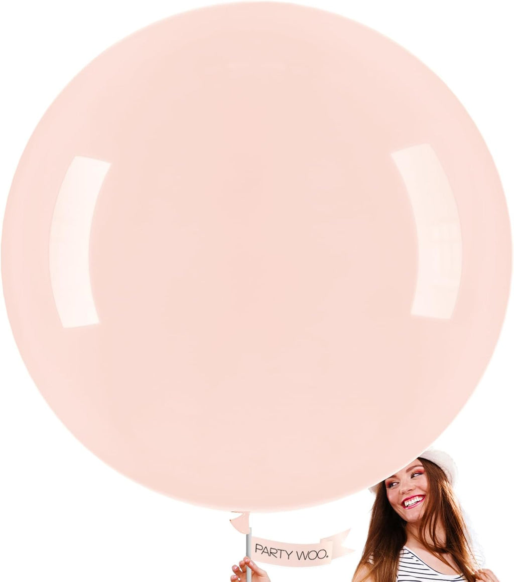 PartyWoo Pale Pink Balloons - 36 Inch Latex Helium Balloons for Birthday & Baby Shower Decor