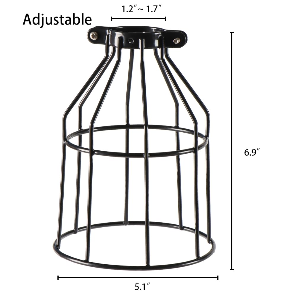 XIDING Farmhouse Vintage Industrial Metal Wire Cage, Old Open Style Lamp Guard Adjustable for Hanging Pendant Lighting, Perfect DIY Lamp Shade Replacement Accessories, Pack of 4.