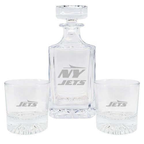 The Memory Company Officially Licensed 27oz & 12oz Etched Team Logo Decanter Set, New York Jets