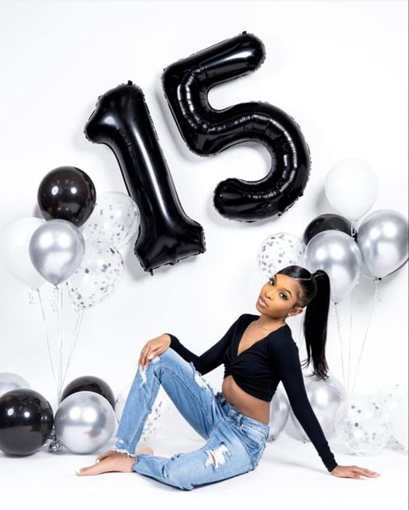Skiennix 40-Inch Balloon Numbers | Big Black Number Balloons for 5th Birthday & Wedding Decor