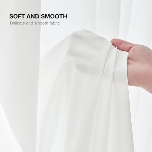 Anmao Non-See-Through Off White Privacy Semi Sheer Curtains for Living Room 84 Inch Length 2 Panels Set, Light Filtering that Let Light in Rod Pocket Window Drapes for Bedroom, 52W x 84L, Ivory White