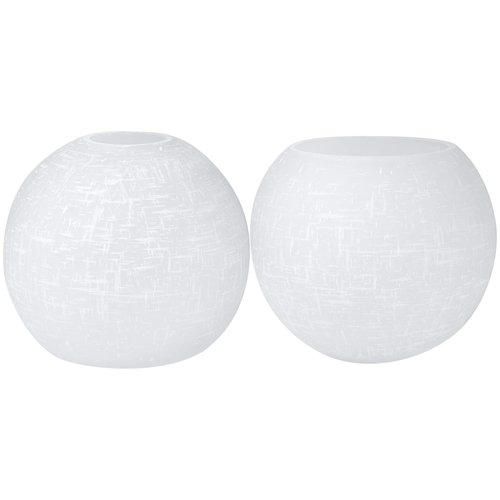 Rivqahra Glass Lamp Shade Replacement Globe & Cover for Lighting Fixture, 5.9" Diameter, 1-5/8 inch Fitter, 2 Pack White Linen Vanity Globe Lamp Shade