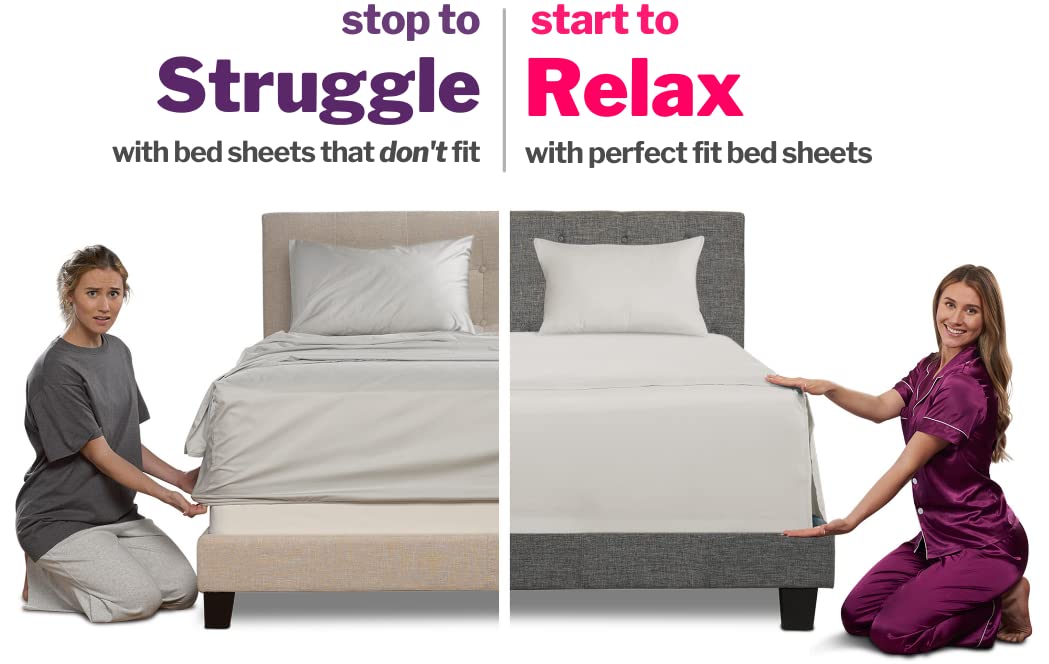 Twin Sheets Set - Twin Bed Sheets Kids Calm Grey - 16" Deep Pockets Fitted Sheet, Oversize Flat Sheet, 1 Zipper Closure Pillowcase