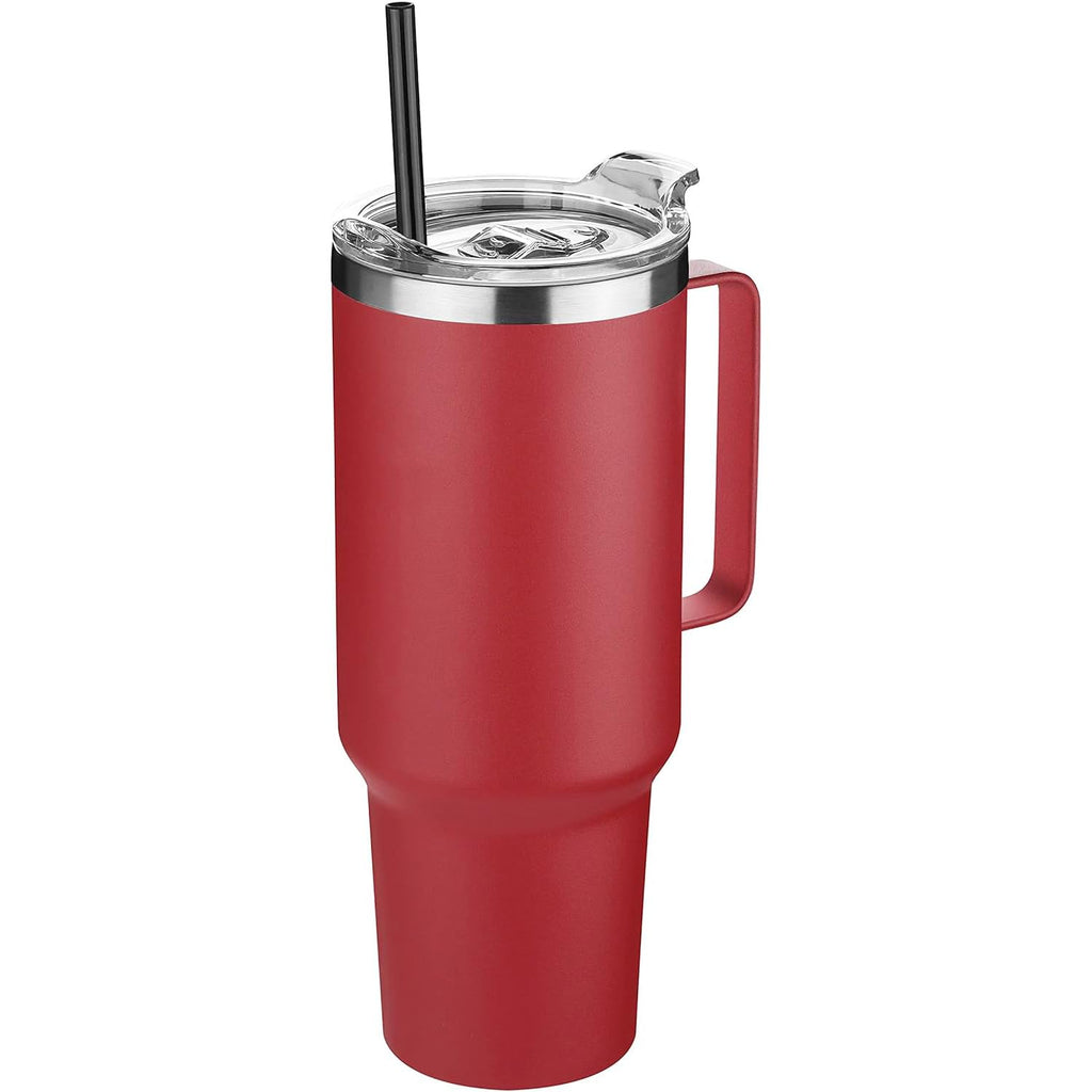 HASLE OUTFITTERS 40 oz Stainless Steel Tumbler with Handle, Vacuum Insulated Tumblers Bulk, Reusable Double Wall Travel Coffee Mug, Durable Powder Coated Water Bottles(Wine Red, 1)