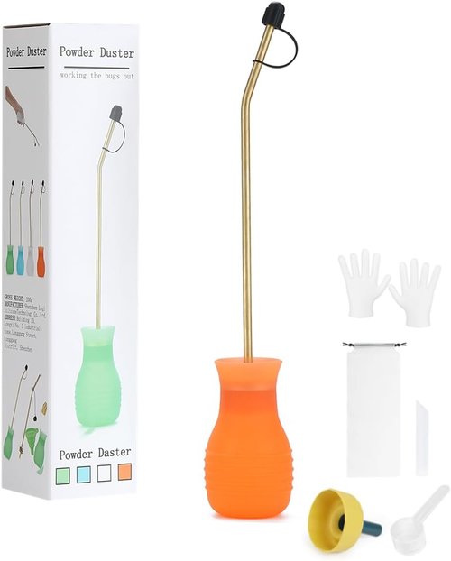 Diatomaceous Earth Bulb Duster by [Brand Name] - Large Powder Applicator in Orange | Efficient Dusting Tool