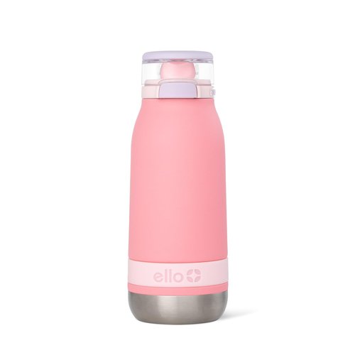 Ello Emma 14oz Vacuum Insulated Stainless Steel Kids Water Bottle with Straw and Built-in Carrying Handle and Leak-Proof Locking Lid for School Backpack, Lunchbox and Outdoor Sports, Sweetheart